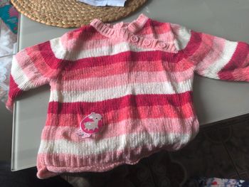 Pull multicolore rose rayures 3 mois