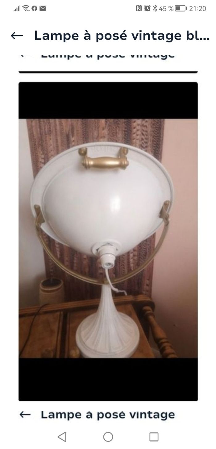 Lampe à posé vintage blanche ou doré - photo numéro 3