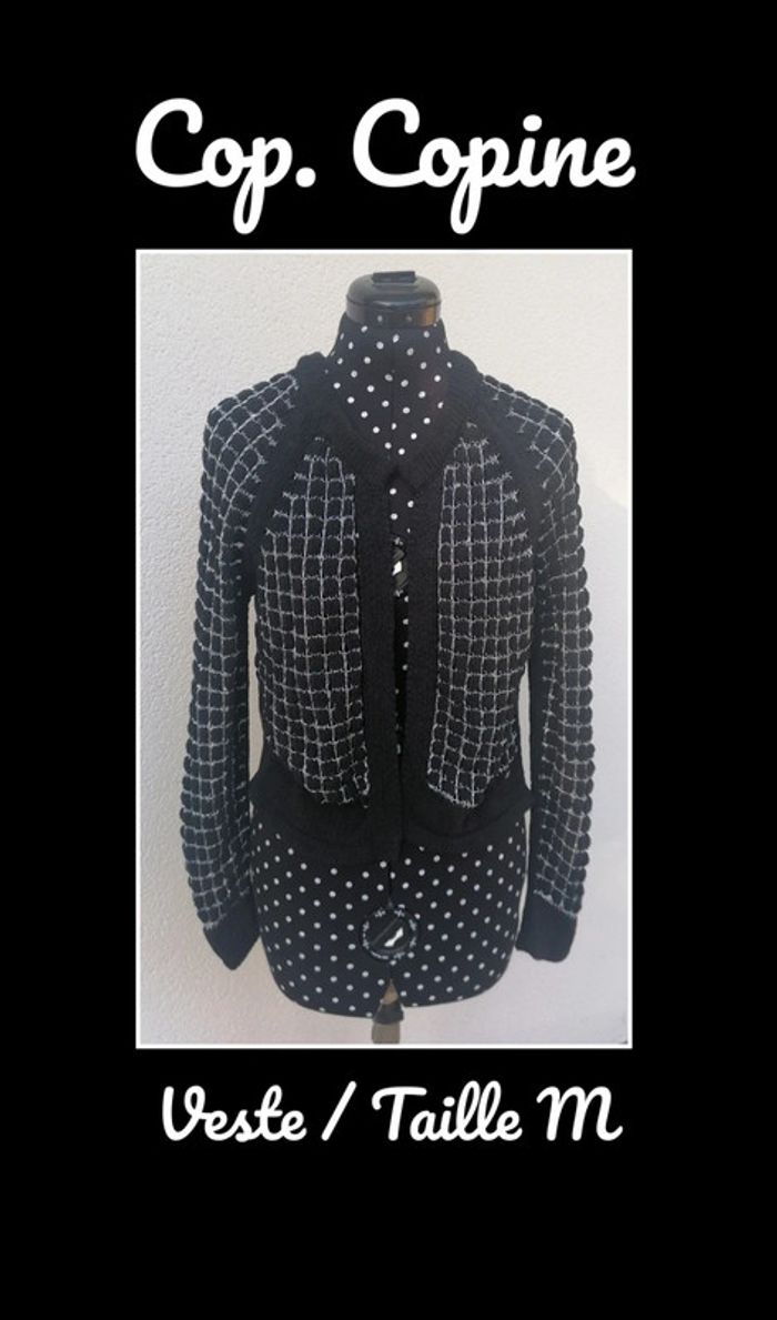Veste / cardigan noir argenté ajouré Taille M Cop Copine