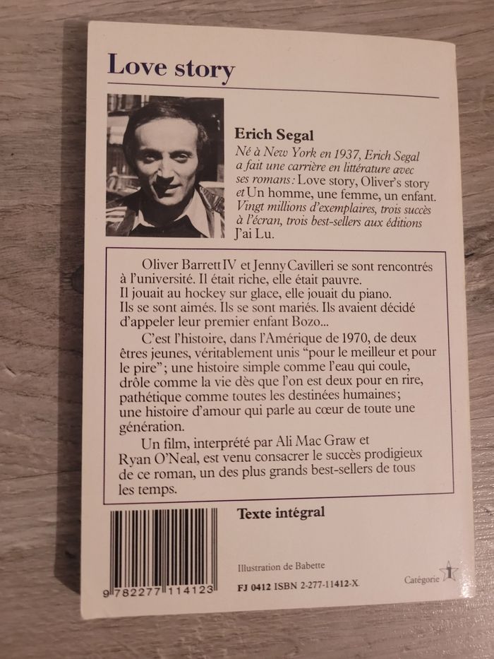 Roman 
Love story 
De Érich Segal - photo numéro 2