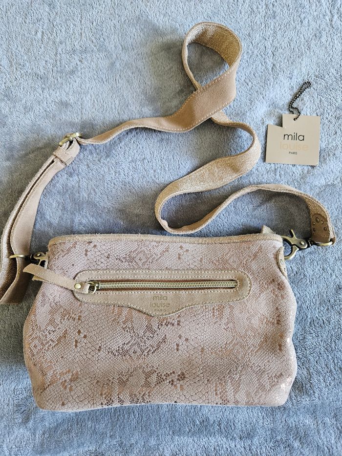 Sac bandoulière cuir doré rosé Mila Louise