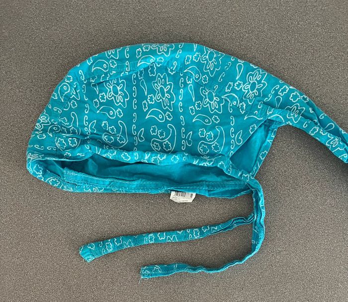 Foulard protection soleil turquoise avec liens de fixation taille 58cm - photo numéro 2