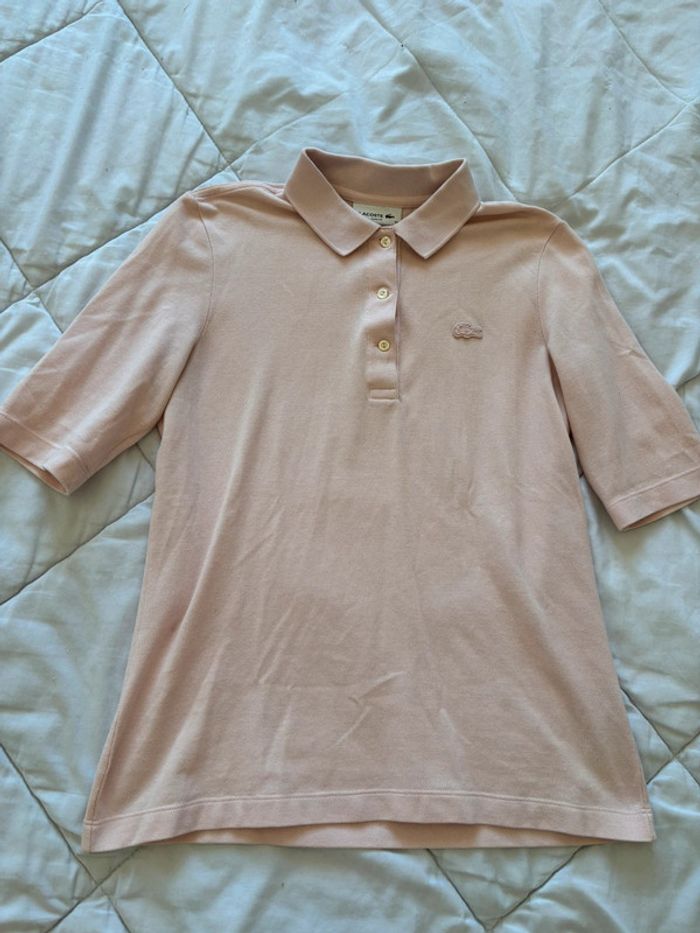 Polo Lacoste femme M (38) slim fit – rose pâle – 100% coton – comme neuf - photo numéro 5