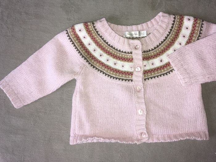 Gilet rose Boutchou 6 mois, 20% laine
