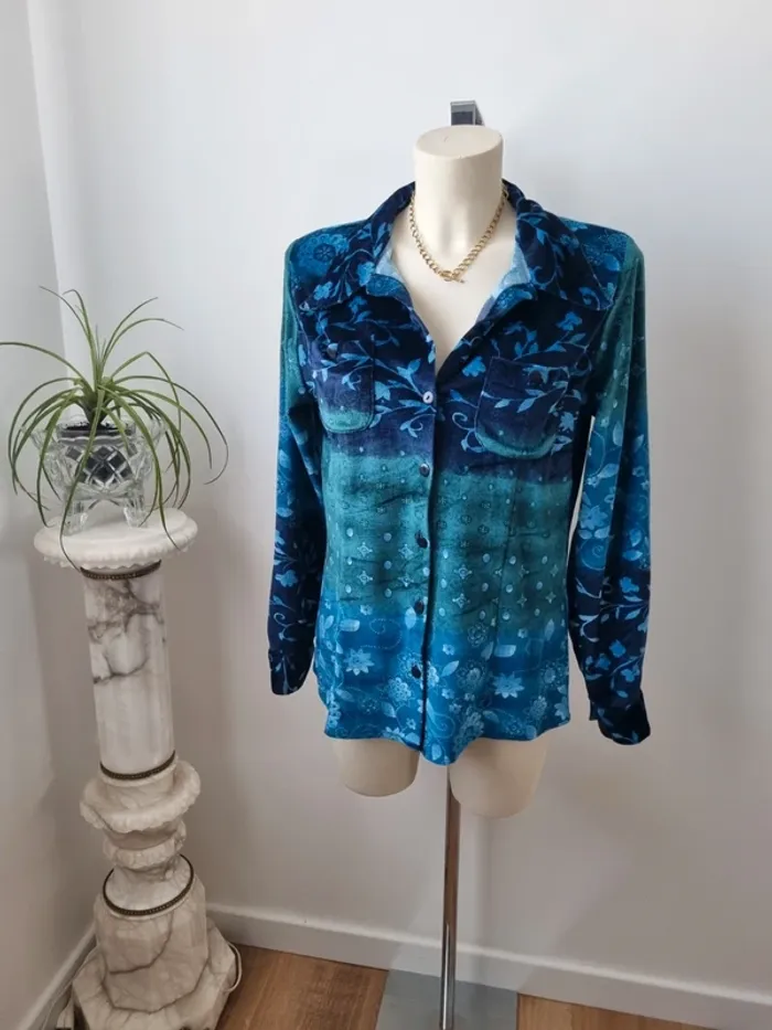 Chemise dégradé bleu vert Année '70 - photo numéro 12