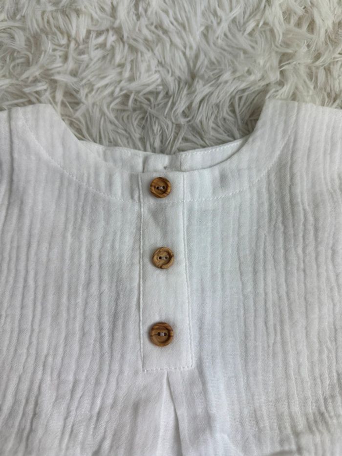 T-shirt gaze de coton blanc Dona Carmen taille 24 mois - photo numéro 2