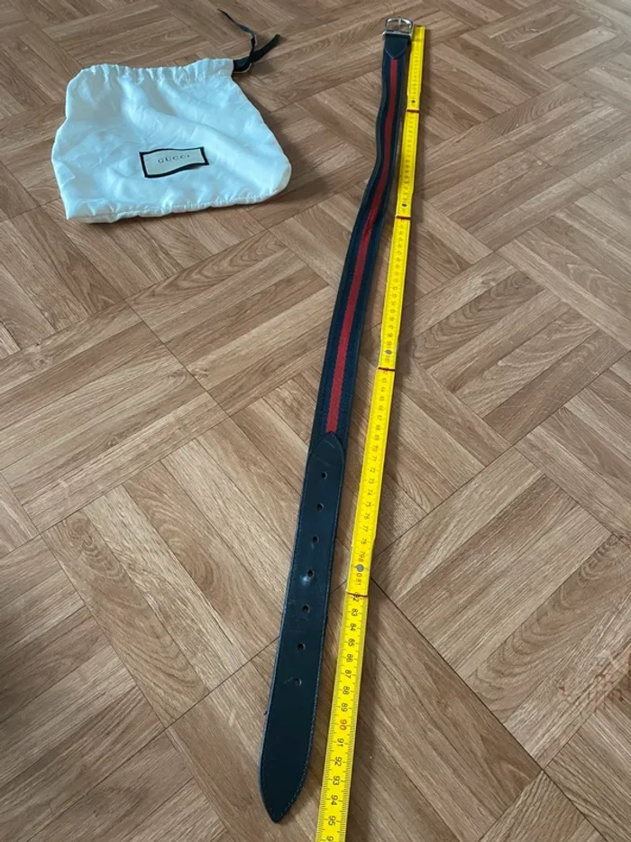 Ceinture Gucci Authentique en Cuir – Bleu & Rouge – 95 cm avec Dustbag - photo numéro 5