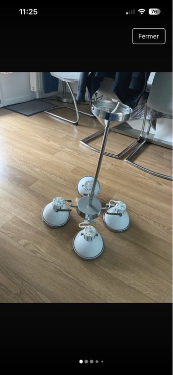 Lustre blanc chromé avec cloche directionnel 