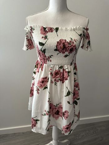Robe à fleurs blanche et rose T38 M