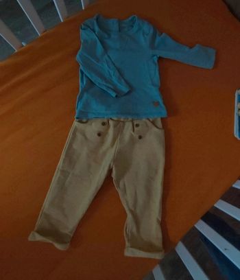 Ensemble maillot manche longue bleu/vert + survet jaune