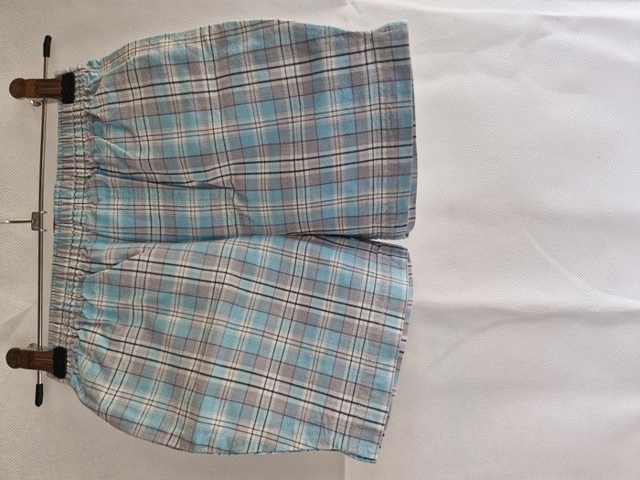 Short 12 mois - 74 cm Tex Bleu clair à carreaux