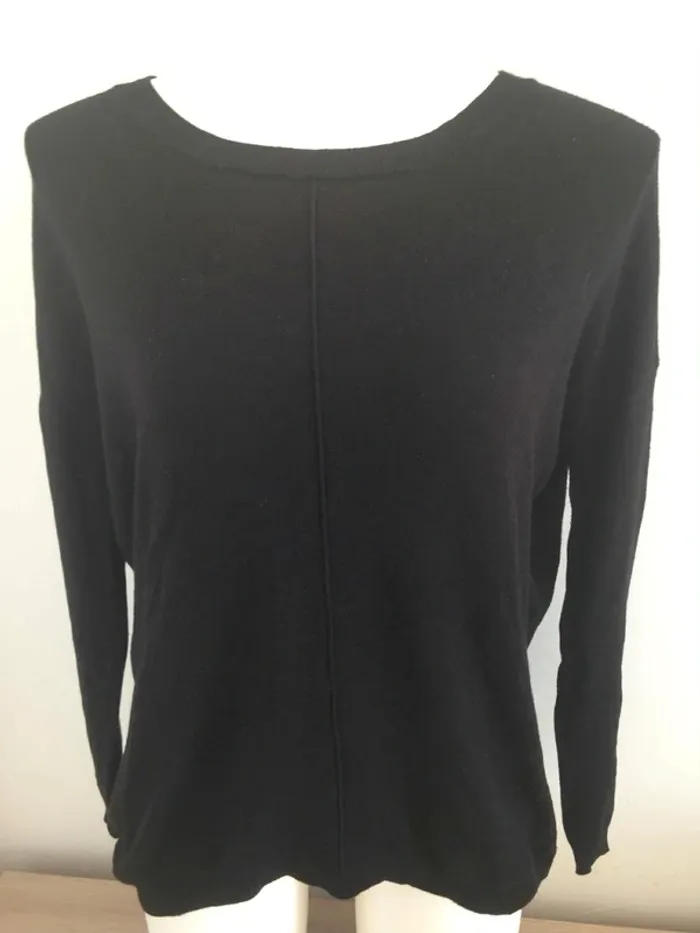Pull fin col rond manches longues zippé oversize noir S 36 Atmosphère - photo numéro 2