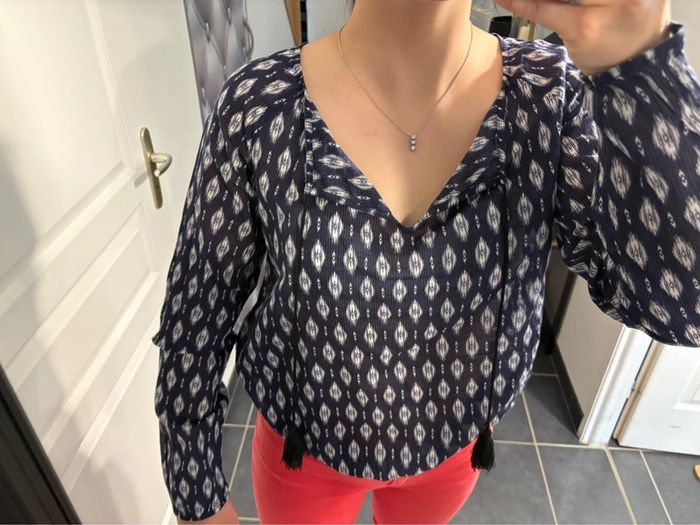 Ensemble (blouse Cache Cache + pantalon taille basse K Woman) taille M très bon état - photo numéro 2