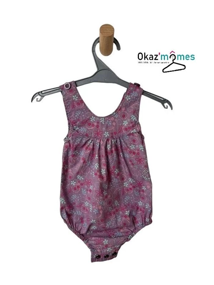 Combinaison courte violette à motif fleuri - La Redoute 3 mois (60cm) - photo numéro 3