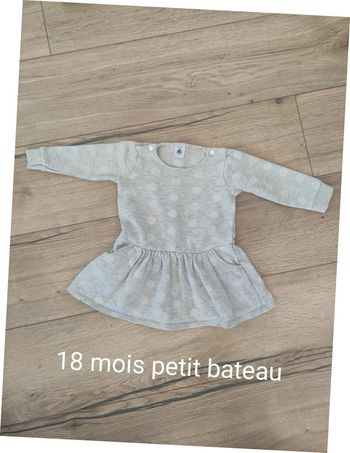 Robe manches longues grise pois blancs petit bateau 18 mois