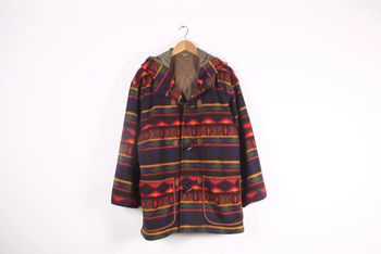 Superbe blouson vintage 80's en polaire motif hivernal (#240344)