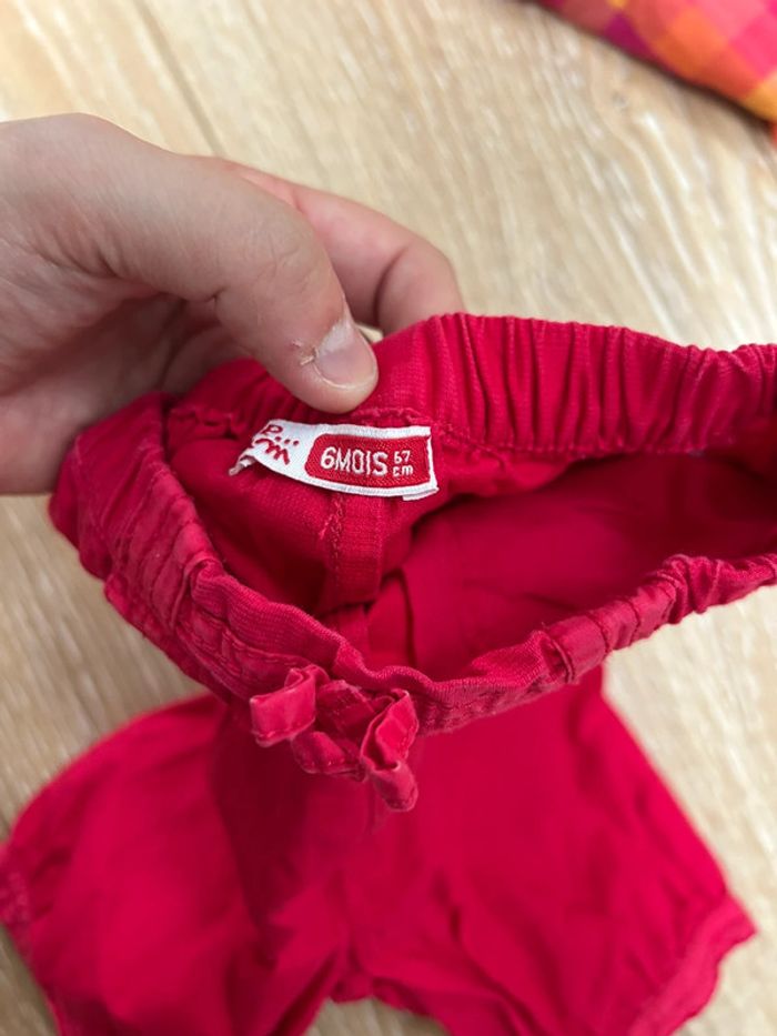 Chemise et pantalon rouge à carreaux - du pareil au même - 6 mois été - 67 cm - photo numéro 5