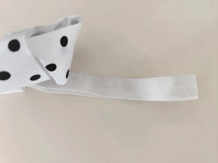 Bandeau élastique noeud blanc à pois taille unique bébé - photo numéro 2