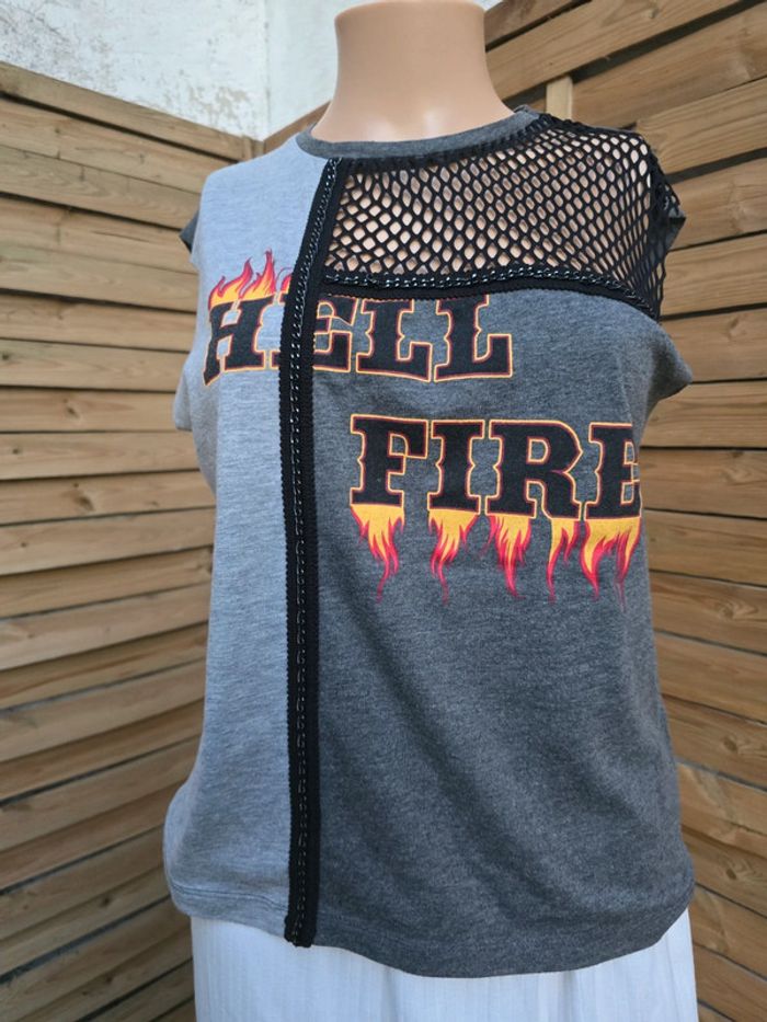 Tee-shirt rock grunge Hell Fire 🍒y2k🍒taille S - photo numéro 2