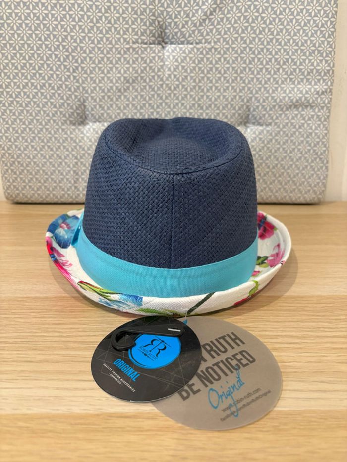 Chapeau Type Panama / Borsalino Bleu "Paris" - photo numéro 4