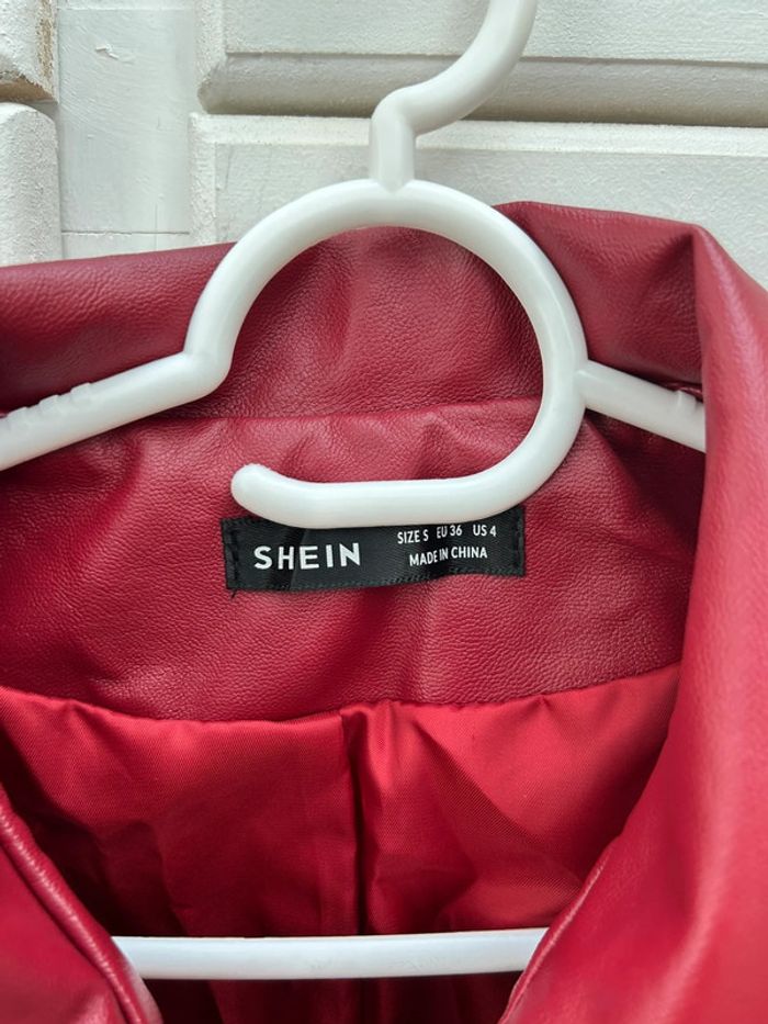 Veste similicuir bordeaux taille s - femme - photo numéro 4