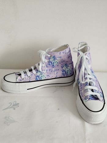 Baskets plateforme montantes lila fleuri Vty taille 39