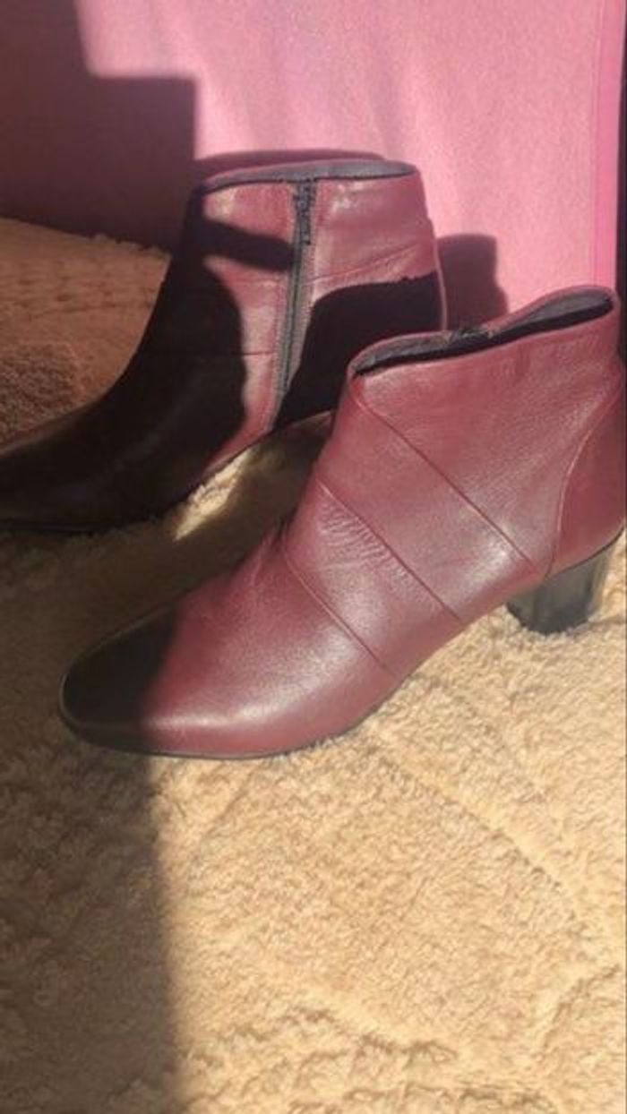 Bottines cuir Bordeaux neuve - photo numéro 2