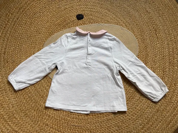 Pyjama 2 pièces blanc rose chat Obaibi 36 mois - photo numéro 4