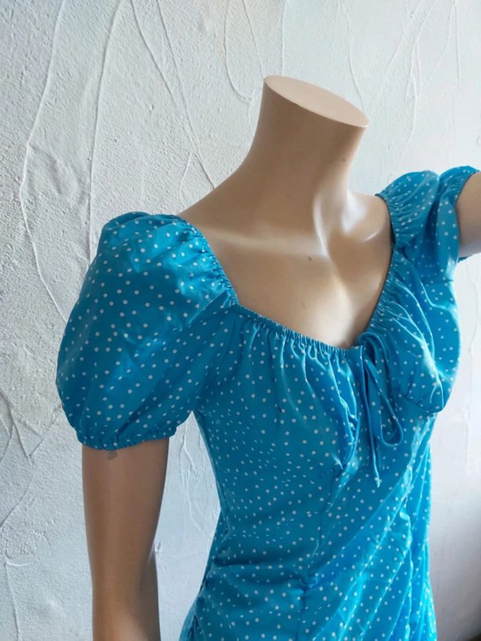 Robe courte bleue à pois Taille S - photo numéro 4