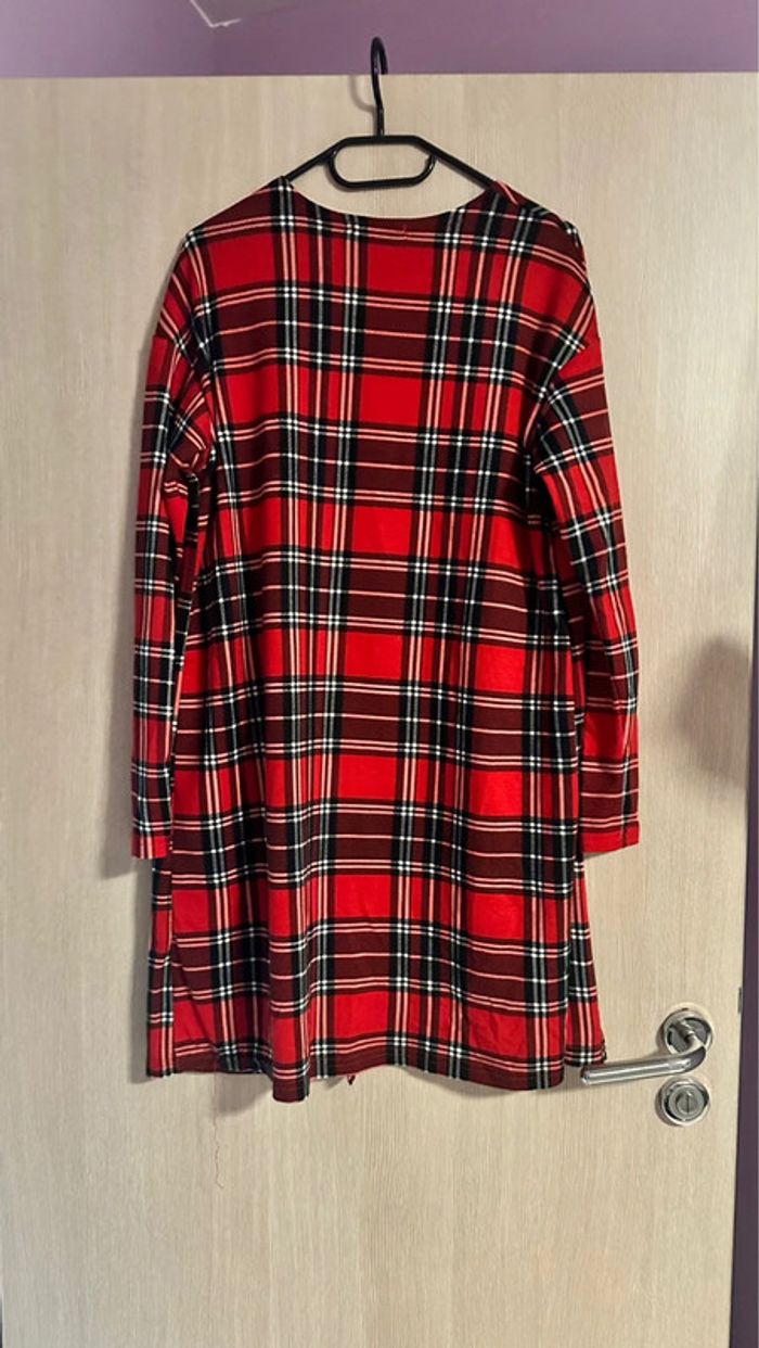 Gilet long rouge carreaux - photo numéro 3