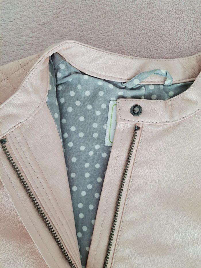 Veste zippée Verbaudet 6 ans en simili cuir rose clair - photo numéro 4