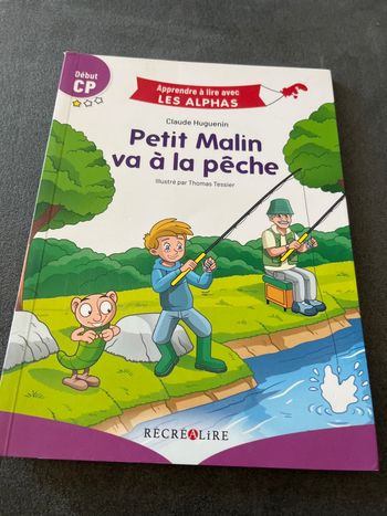 Livre apprendre à lire avec les alphas petit malin va à la pêche cp