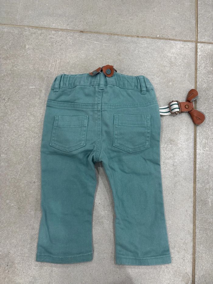 Pantalon vert/bleu à bretelles - photo numéro 2