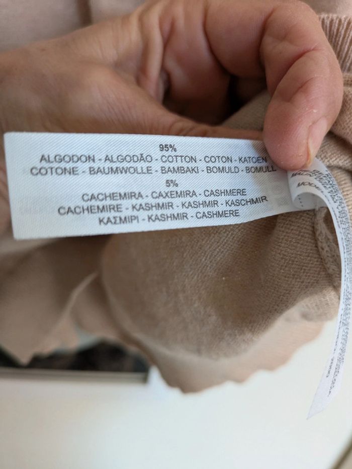 Pull coton et cachemire beige Massimo Dutti 48 - photo numéro 5
