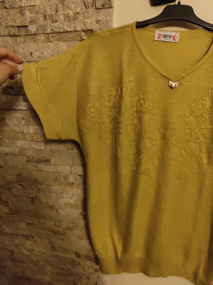 Haut jaune vintage Griffon frères - photo numéro 2