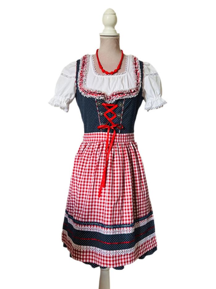 🌷🌿Magnifique robe traditionnelle autrichienne à pois Dirndl cottagecore Austrian polka dots dress🌷🌿 - photo numéro 4