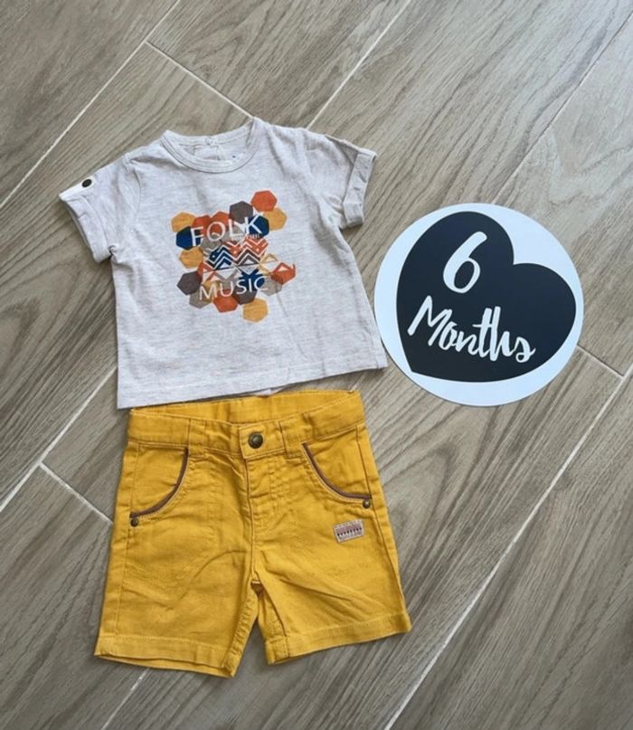 Ensemble été short t-shirt 6 mois sucre d’orge - photo numéro 2