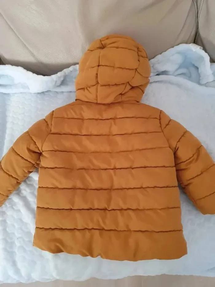 Blouson doudoune 24 mois 2 ans lulu castagnette chaude jaune loutarde camel bleu polaire - photo numéro 4