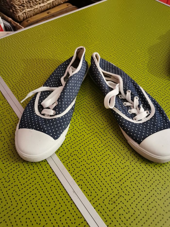 Basket basse à motifs points blancs, bleu marine blanc - photo numéro 2