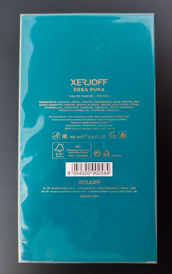 Eau de parfum xerjoff erba pura 100 ml  neuf - photo numéro 2