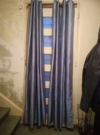 2 Rideaux bleus gris, brillants, 139x240 cm