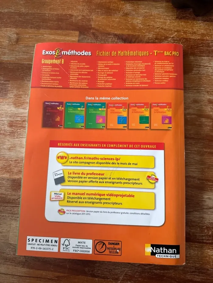 Livre, fichier de mathématiques, terminale, bac pro - photo numéro 3