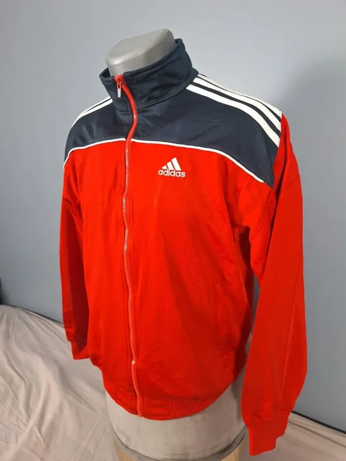 veste légère / Track jacket adidas vintage - bleu foncé et rouge - année 2007 brodé (460) - photo numéro 7