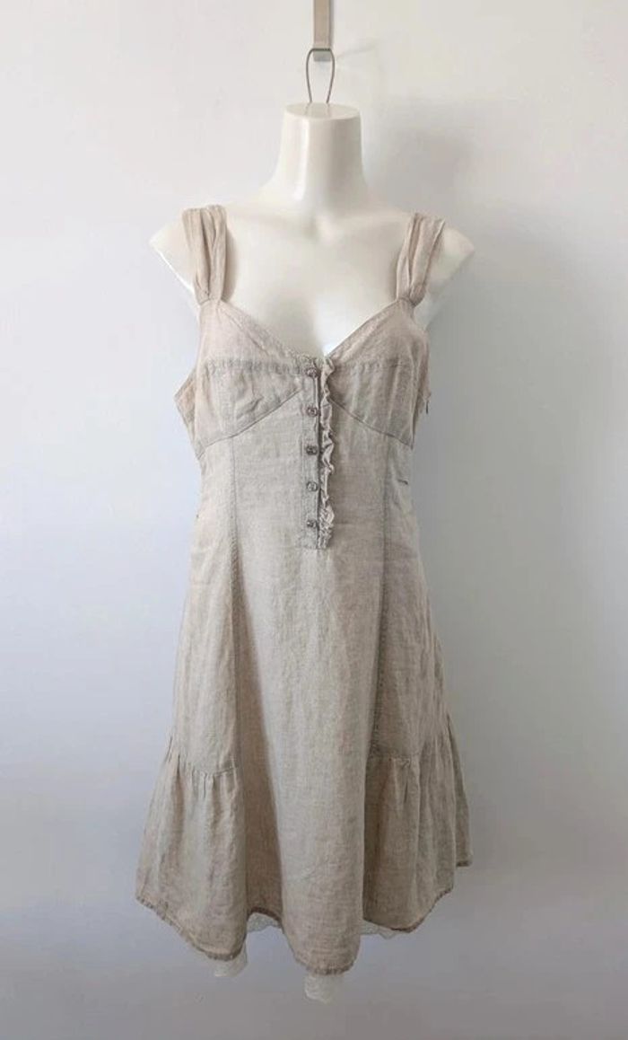 Robe d'été en lin avec dentelle - I Blues Club - taille 40