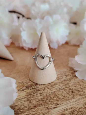 Bague argentée réglable en acier inoxydable