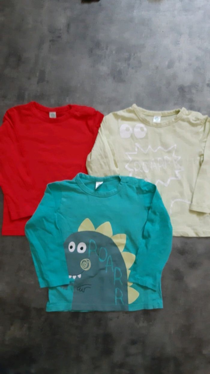 3 t-shirts manches longues garçon 100% coton