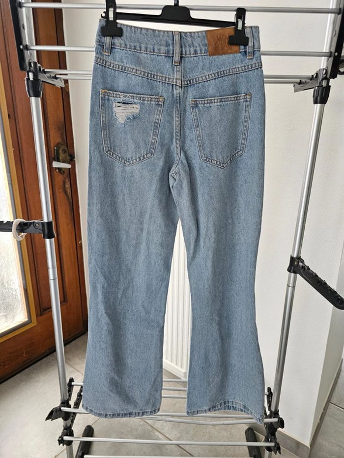 Jeans évasés effet usé délaver troué taille 30 fille femme adolescente - photo numéro 2