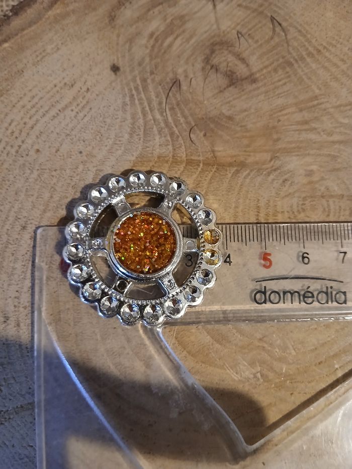 Lot de 22 cercle rondelles argenté paillettées orange accessoires loisirs créatifs bijoux ou autre - photo numéro 3