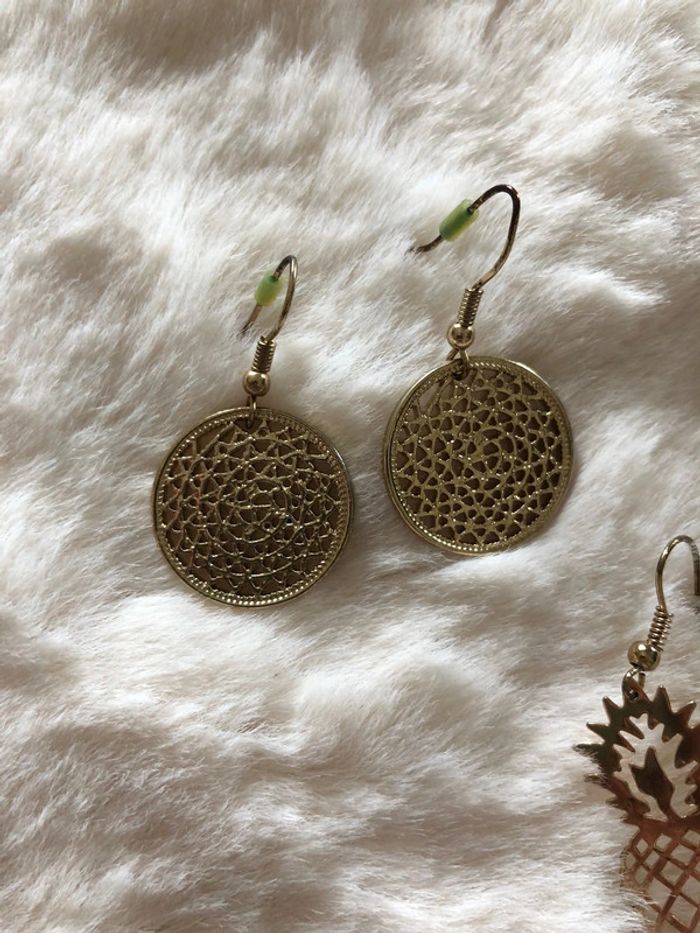 Lot 3 paires boucles d’oreilles dorées - photo numéro 4
