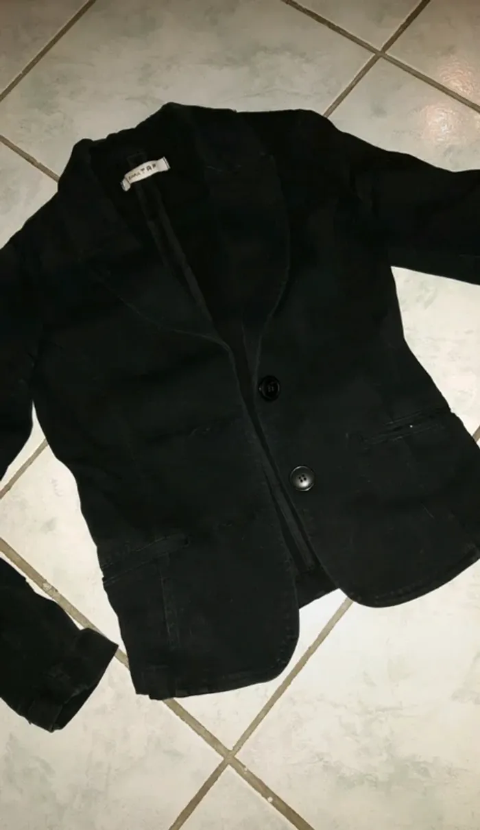 Veste noire cintrée en jean, ZARA taille S - photo numéro 7